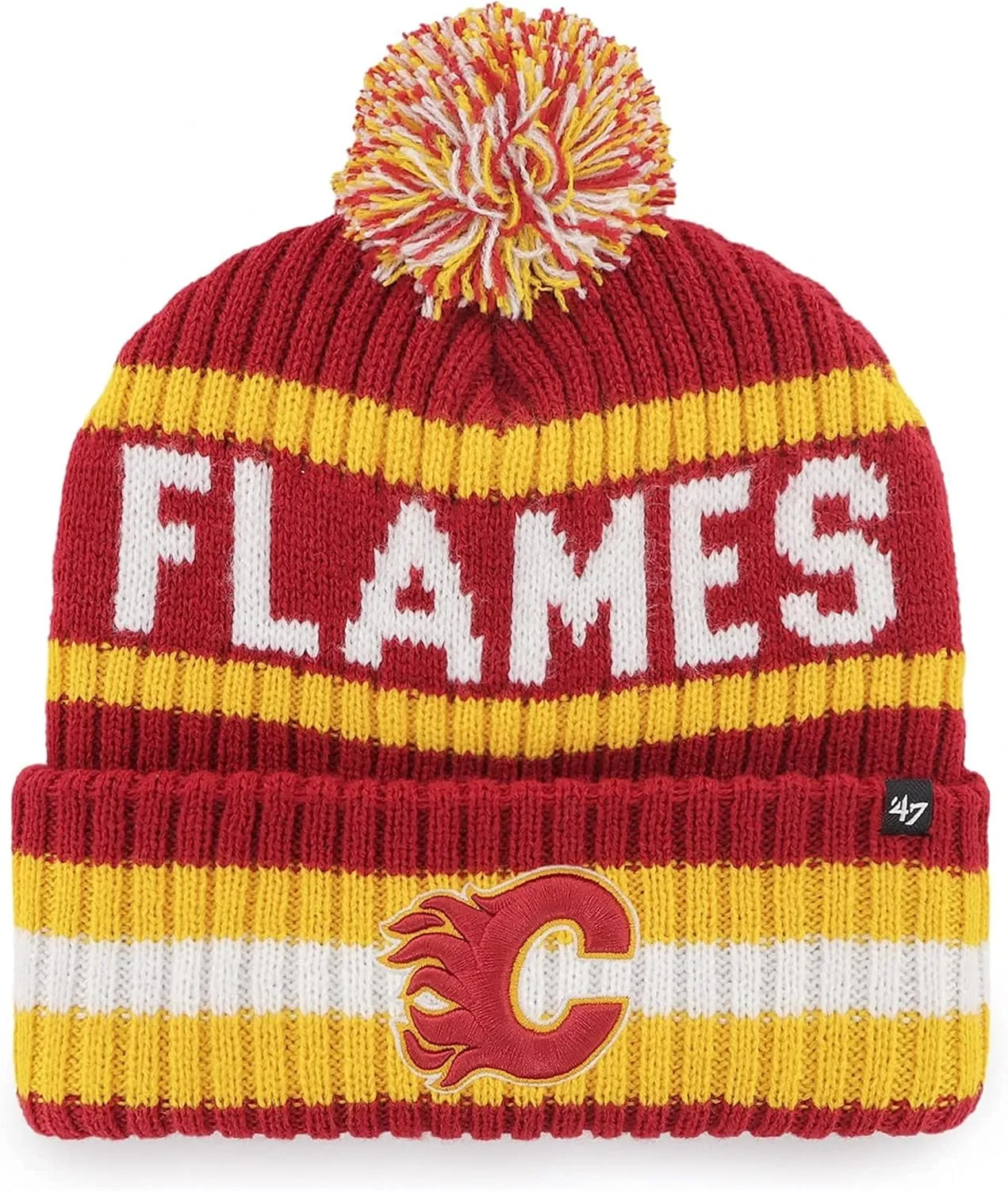 47 NHL Unisex-Adult Team Color Officially Licensed Primary Logo Bering Sport Knit Cuffed Pom Beanie Cold Weather Hat