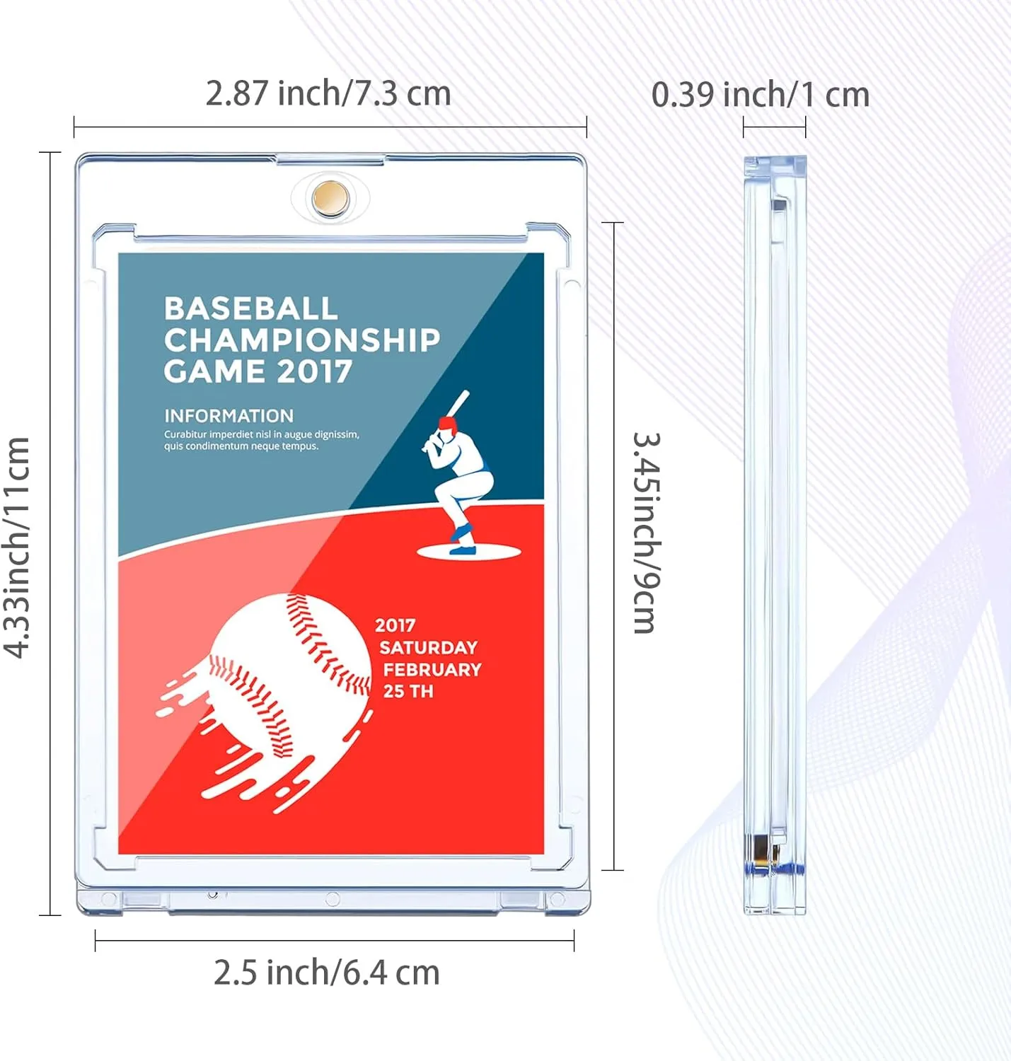 50 Pcs 130 Pt Acrylic Magnetic Card Holders One Touch Card Holder Clear Card Protectors Hard Plastic Magnetic Card Case for Sports Baseball Trading Card Storing Displaying(2.5 x 3.54 Inch)