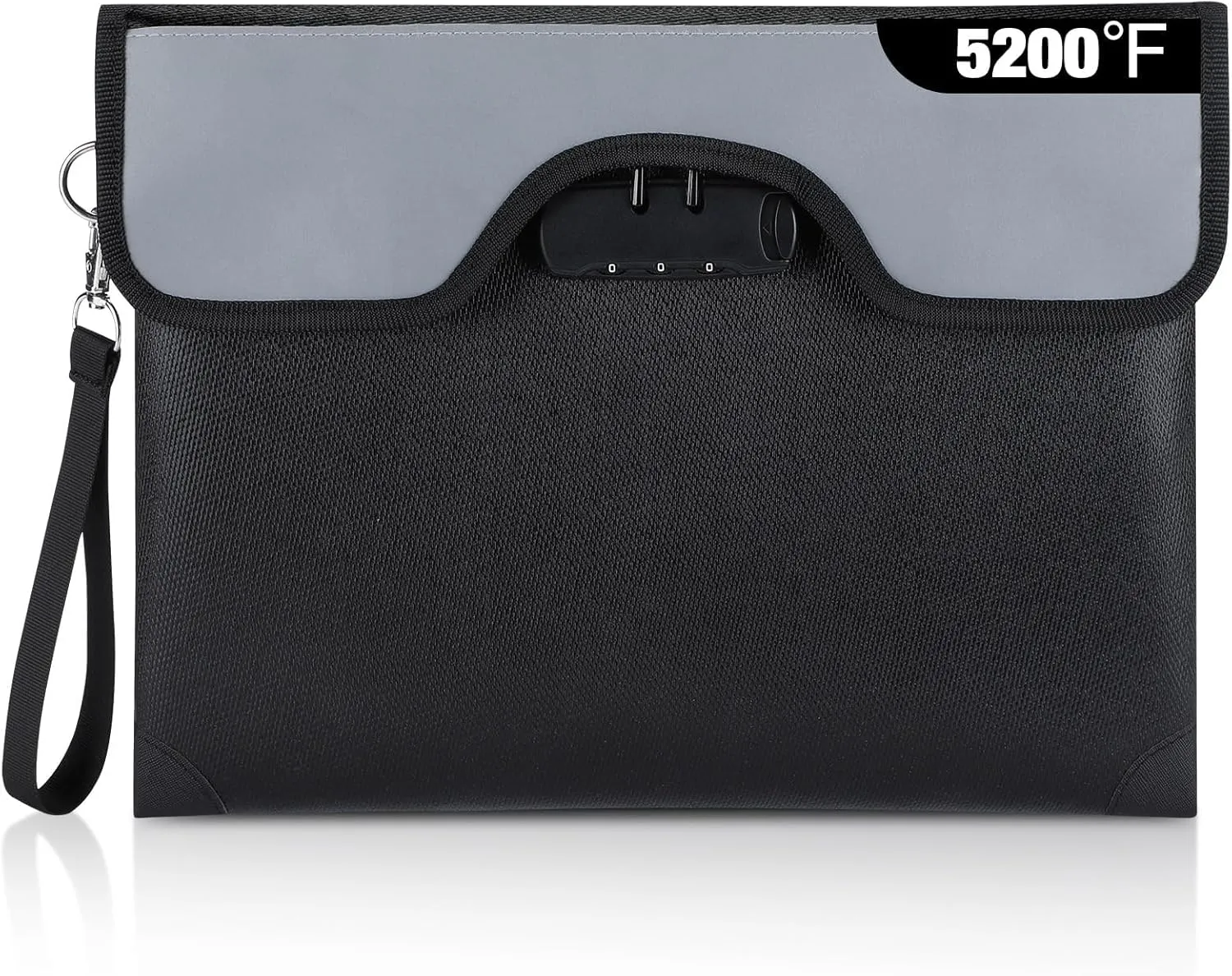 5200°F Fireproof Document Bag with Lock, Upgraded Fireproof bag with Zipper/Reflective Strip,9 Layers of Heat Insulated Materials, Fireproof Money Bag for Cash, 13.2"x10.5" Fireproof Pouch with Handle