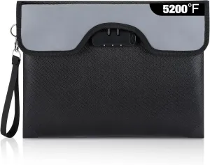 5200°F Fireproof Document Bag with Lock, Upgraded Fireproof bag with Zipper/Reflective Strip,9 Layers of Heat Insulated Materials, Fireproof Money Bag for Cash, 13.2"x10.5" Fireproof Pouch with Handle