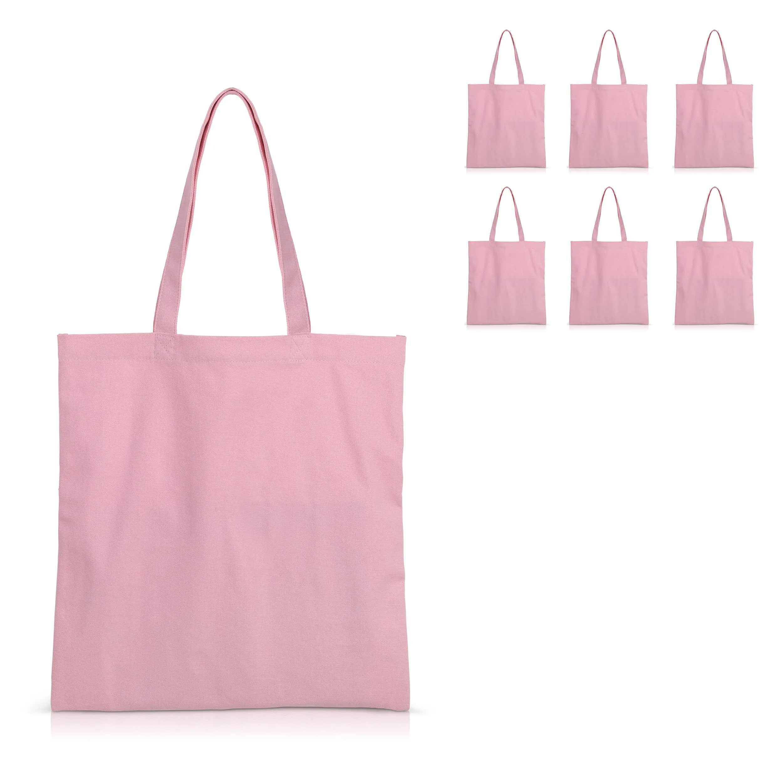 6 pcs Pink Cotton Canvas Craft Totes