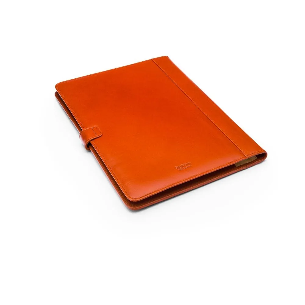 A4 Leather Conference Folder With Tab Closure - Light Tan