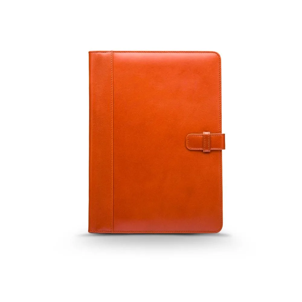 A4 Leather Conference Folder With Tab Closure - Light Tan