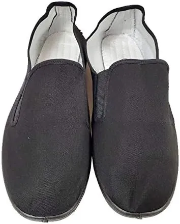 Ace Martial Arts Supply Kung Fu Closed Toe Slip On Shoes -Cotton Sole, Brown Rubber Sole and Yellow Bubble Gum Sole
