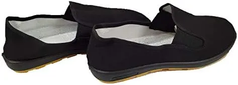 Ace Martial Arts Supply Kung Fu Closed Toe Slip On Shoes -Cotton Sole, Brown Rubber Sole and Yellow Bubble Gum Sole