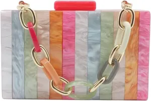 Acrylic Clutch for Women Marbled Purses and Handbags Elegant Wedding Purse Party Prom Chain Shoulder Bag