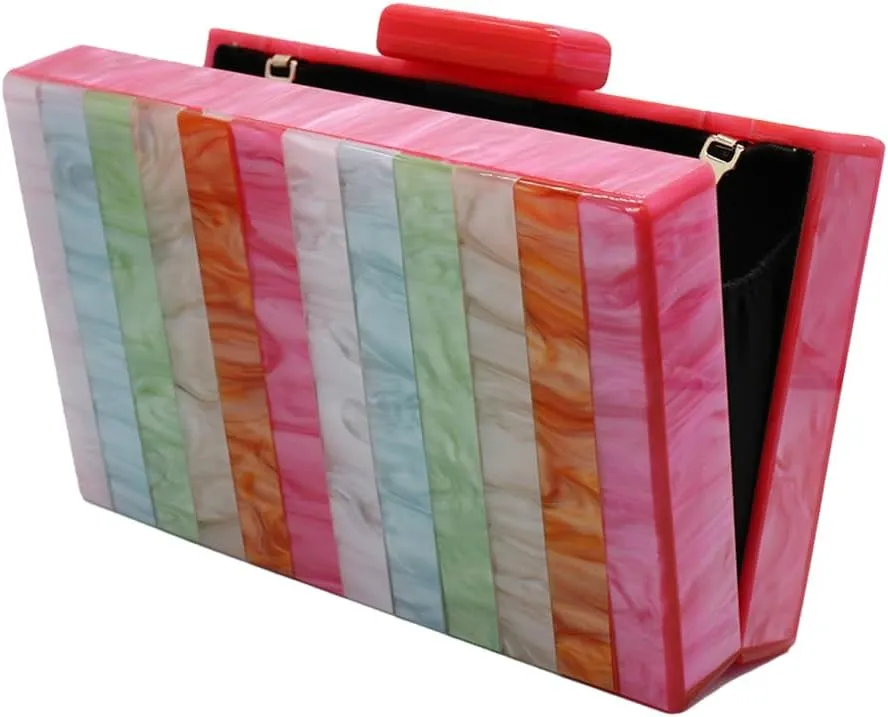 Acrylic Clutch for Women Marbled Purses and Handbags Elegant Wedding Purse Party Prom Chain Shoulder Bag