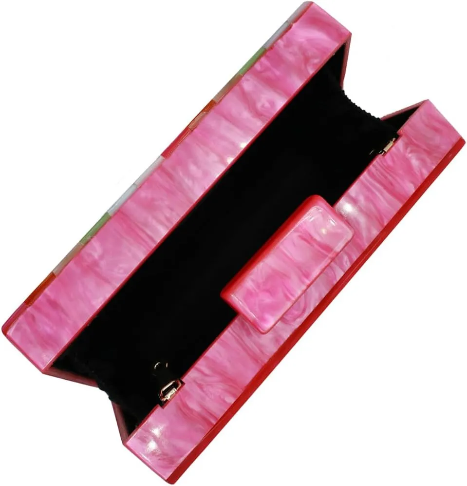 Acrylic Clutch for Women Marbled Purses and Handbags Elegant Wedding Purse Party Prom Chain Shoulder Bag