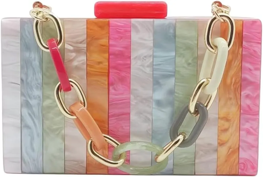 Acrylic Clutch for Women Marbled Purses and Handbags Elegant Wedding Purse Party Prom Chain Shoulder Bag
