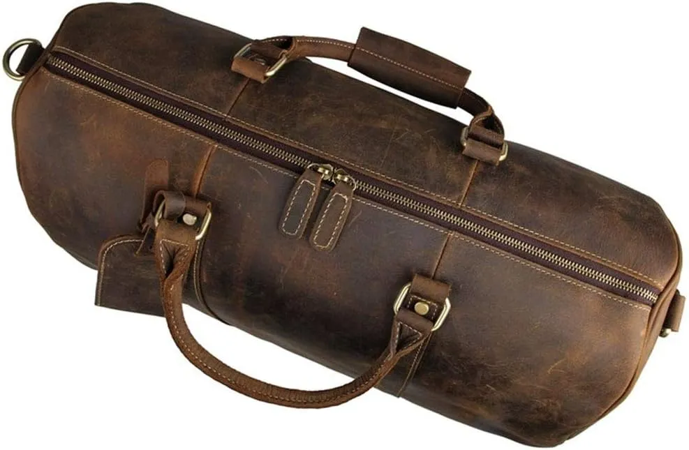 Adult Fashion Wheeled Luggage Travel Duffel Bag Rolling Suitcase Trolley Overnight Weekender Gym Tote Handbag Briefcase Sports Overnight Gym Luggage Weekend T(Dark Brown,Glossy Leather)