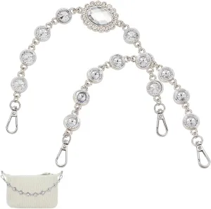 AHANDMAKER 2 Pcs Rhinestone Bag Strap Extender - 2 Styles Crystal Chain Purse Strap Replacement, DIY Extender for Handbag, Clutch