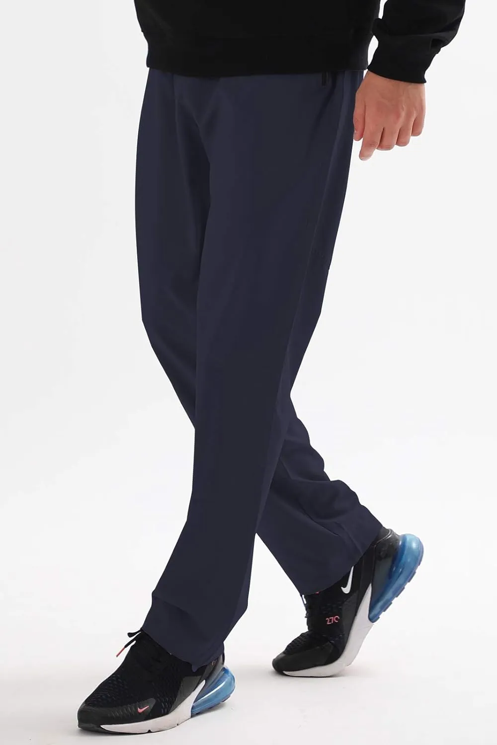 AIRIKE Men's Elastic Waist Hiking Pants Water Resistant Quick-Dry Lightweight Outdoor Sweatpants with Zipper Pockets