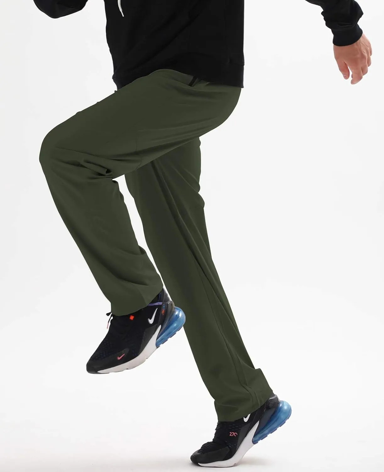 AIRIKE Men's Elastic Waist Hiking Pants Water Resistant Quick-Dry Lightweight Outdoor Sweatpants with Zipper Pockets
