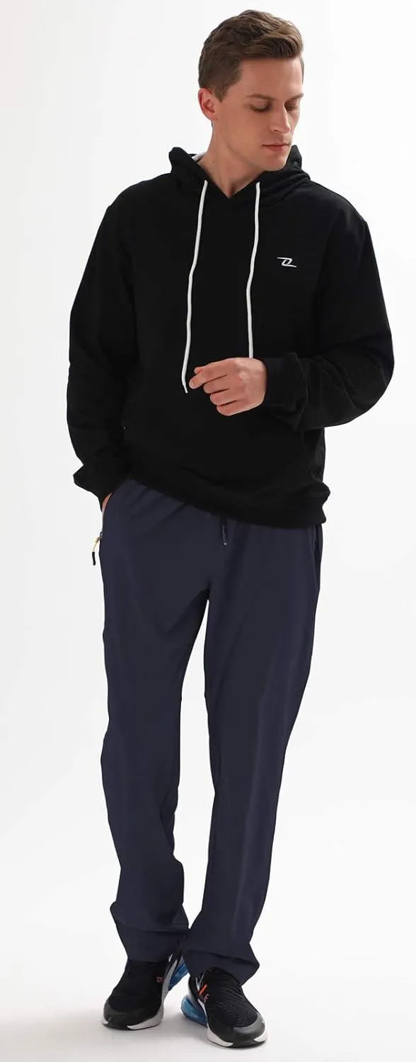 AIRIKE Men's Elastic Waist Hiking Pants Water Resistant Quick-Dry Lightweight Outdoor Sweatpants with Zipper Pockets