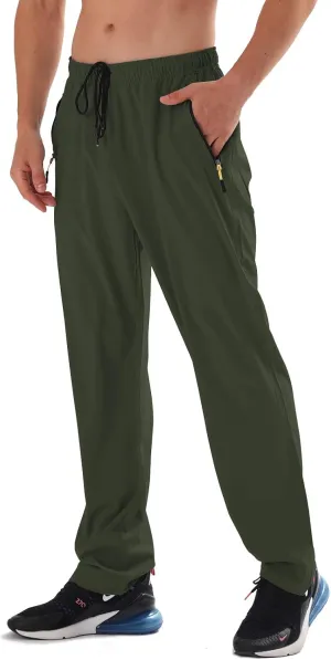 AIRIKE Men's Elastic Waist Hiking Pants Water Resistant Quick-Dry Lightweight Outdoor Sweatpants with Zipper Pockets