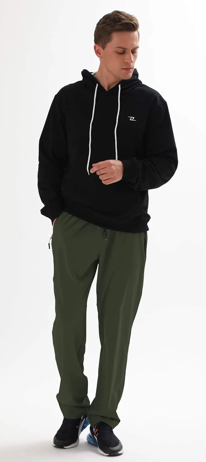 AIRIKE Men's Elastic Waist Hiking Pants Water Resistant Quick-Dry Lightweight Outdoor Sweatpants with Zipper Pockets