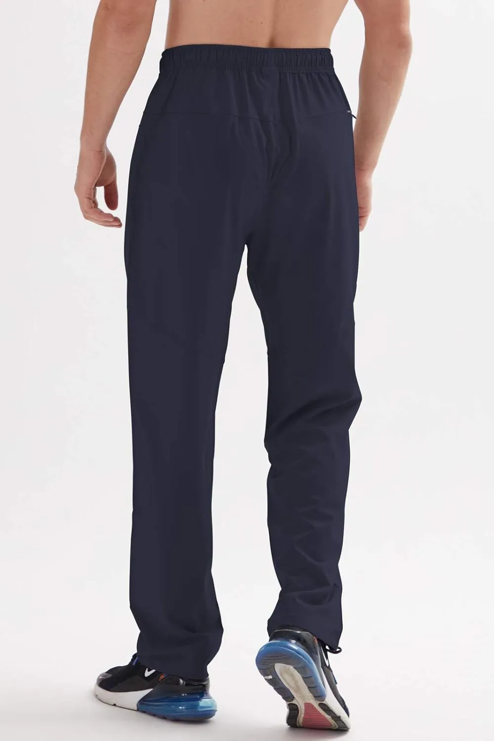 AIRIKE Men's Elastic Waist Hiking Pants Water Resistant Quick-Dry Lightweight Outdoor Sweatpants with Zipper Pockets