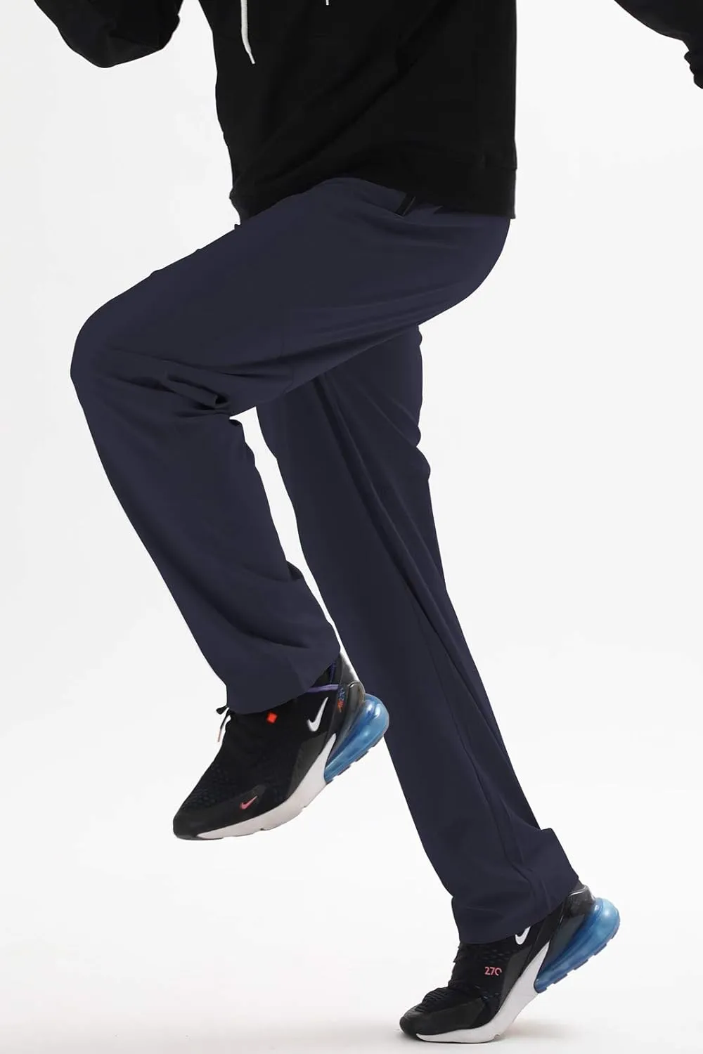 AIRIKE Men's Elastic Waist Hiking Pants Water Resistant Quick-Dry Lightweight Outdoor Sweatpants with Zipper Pockets
