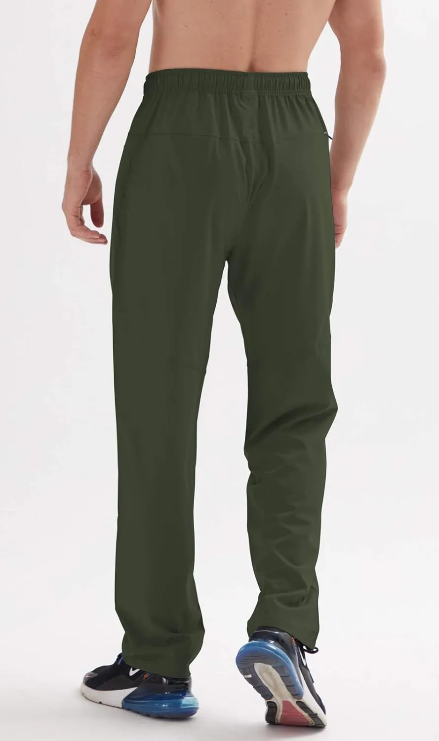 AIRIKE Men's Elastic Waist Hiking Pants Water Resistant Quick-Dry Lightweight Outdoor Sweatpants with Zipper Pockets