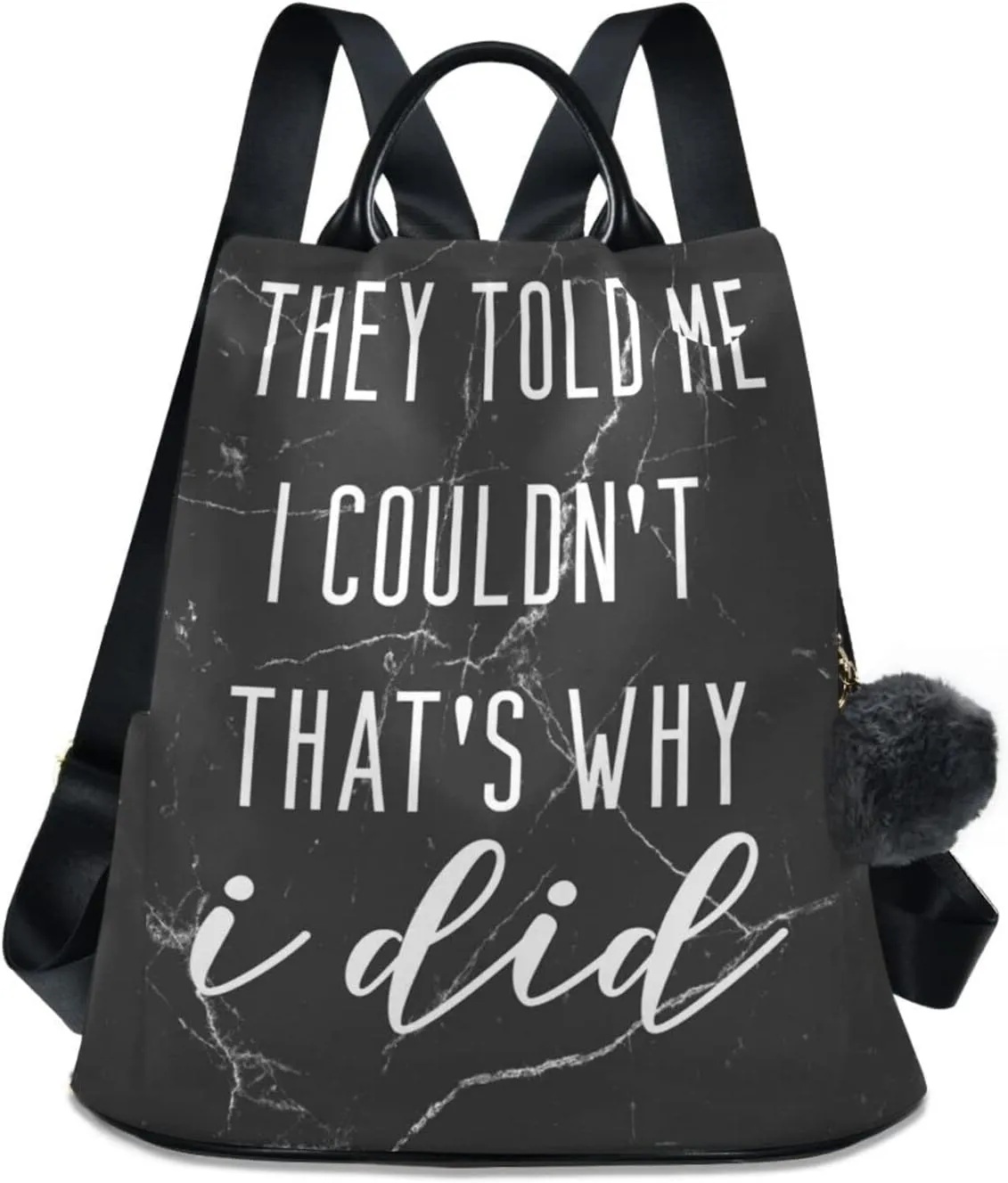 ALAZA Motivational Quote with Black Marble Background Backpack Purse for Women Travel Casual Daypack College Bookbag Work Business Ladies Shoulder Bag
