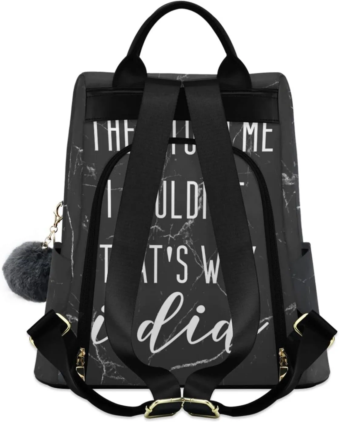 ALAZA Motivational Quote with Black Marble Background Backpack Purse for Women Travel Casual Daypack College Bookbag Work Business Ladies Shoulder Bag