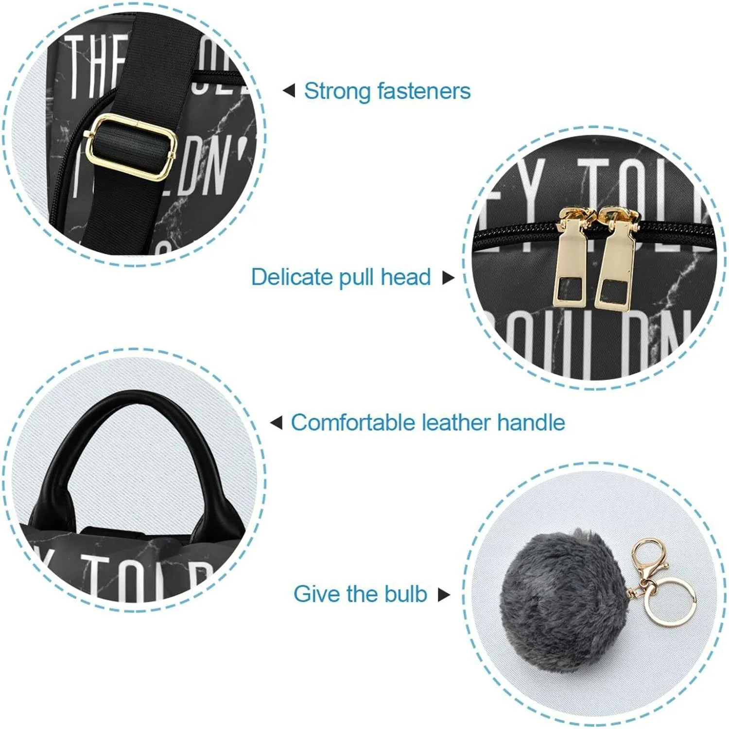 ALAZA Motivational Quote with Black Marble Background Backpack Purse for Women Travel Casual Daypack College Bookbag Work Business Ladies Shoulder Bag