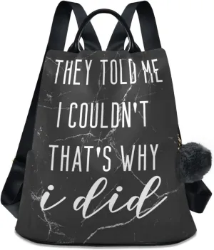 ALAZA Motivational Quote with Black Marble Background Backpack Purse for Women Travel Casual Daypack College Bookbag Work Business Ladies Shoulder Bag