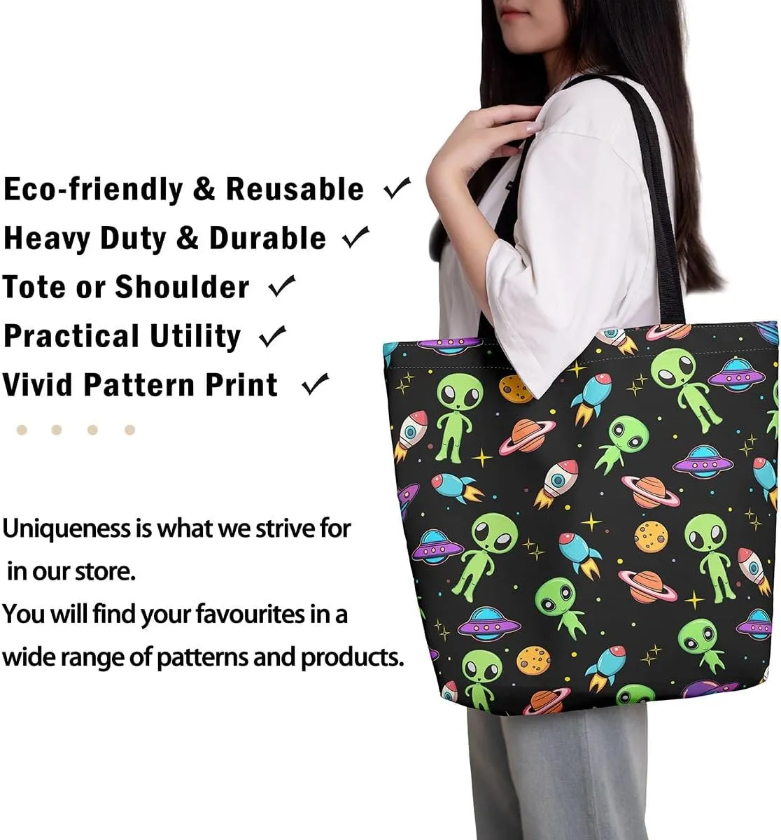 Alien Fairy Canvas Tote Bag for Adults