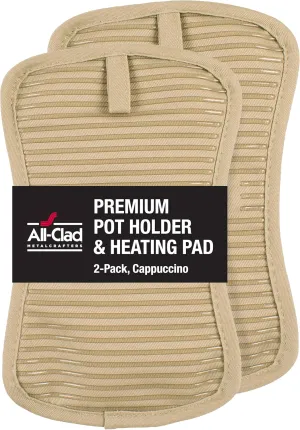 All-Clad Premium Pot Holder & Hot Pad: Heat Resistant to 500 Degrees - 100% Cotton, 10"x6.25" Hot Pad for Kitchen and Barbeque, (2-Pack), Cappuccino