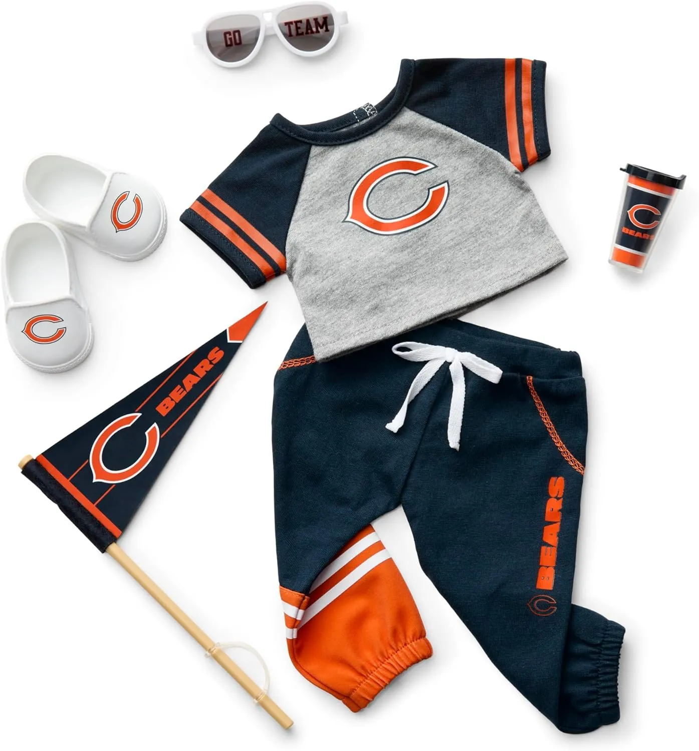 American Girl Chicago Bears 18 inch Doll Fan Outfit and Accessories, Navy and Orange, 6 pcs, Ages 6 