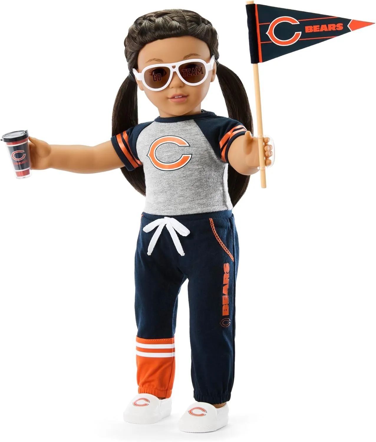 American Girl Chicago Bears 18 inch Doll Fan Outfit and Accessories, Navy and Orange, 6 pcs, Ages 6 