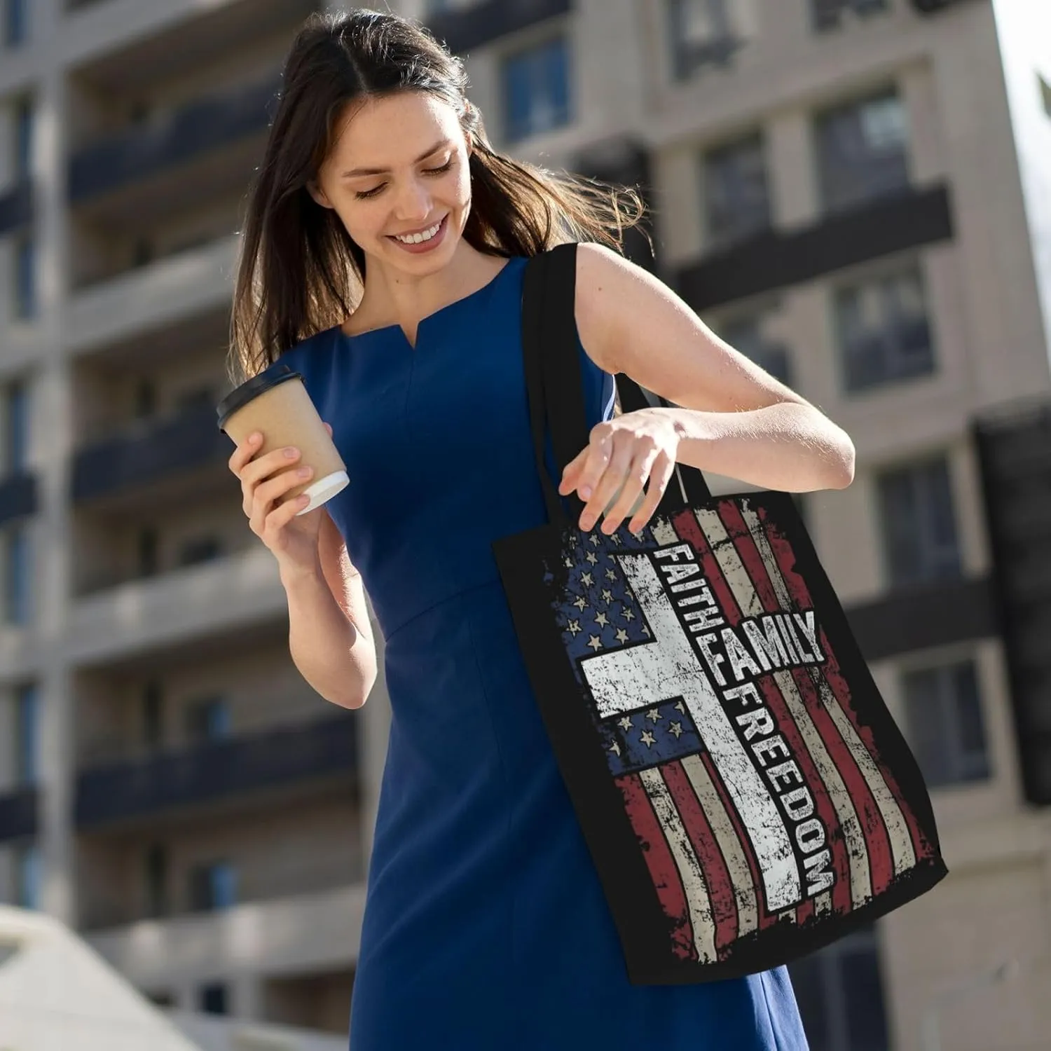 American Mexican Flag Canvas Totes Bag Shoulder Bags Shopping Crossbody Work Bag 13.8 X 15.4 inch