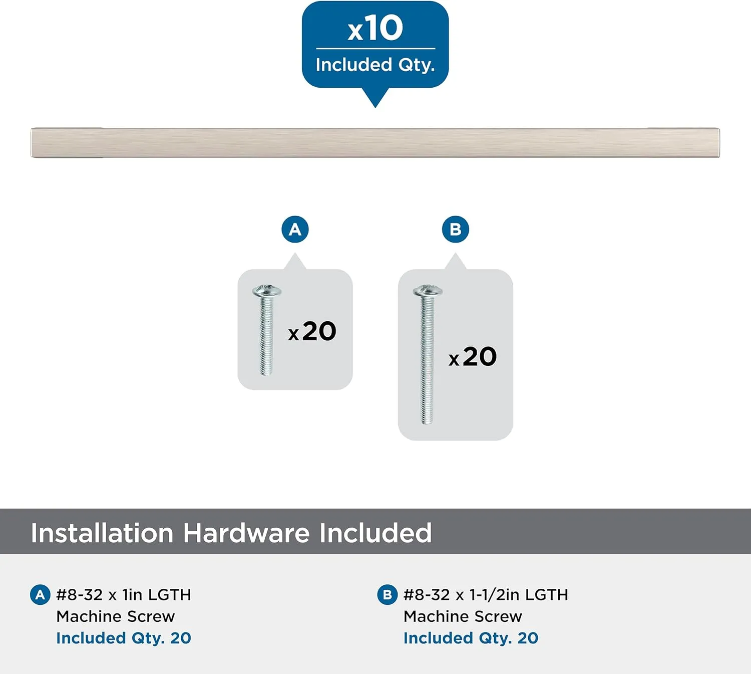 Amerock 10BX37133G10 | Satin Nickel Cabinet Pull | 6-5/16 inch (160mm) Center-to-Center | 10 Pack | Cityscape | Furniture Hardware