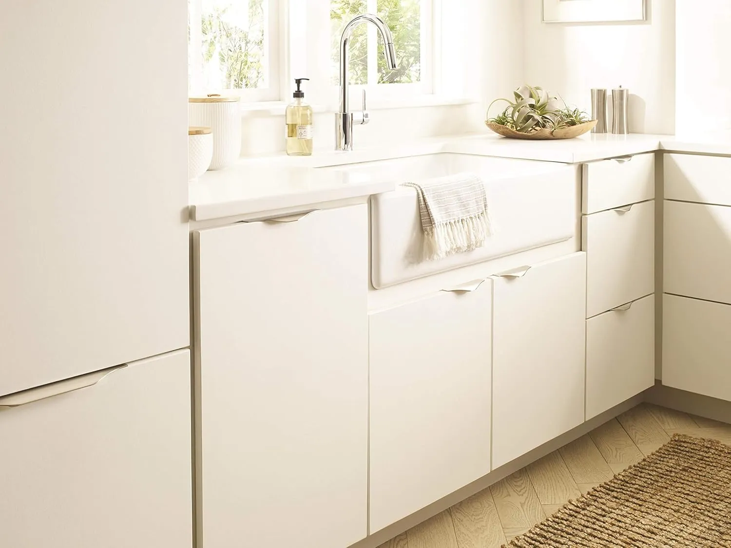 Amerock | Cabinet Edge Pull | Satin Nickel | 4-3/16 inch (106 mm) Center to Center | Aloft | 1 Pack | Drawer Pull | Drawer Handle | Cabinet Hardware