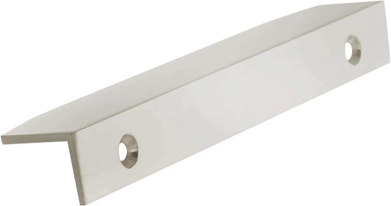 Amerock | Cabinet Edge Pull | Satin Nickel | 4-3/16 inch (106 mm) Center to Center | Aloft | 1 Pack | Drawer Pull | Drawer Handle | Cabinet Hardware