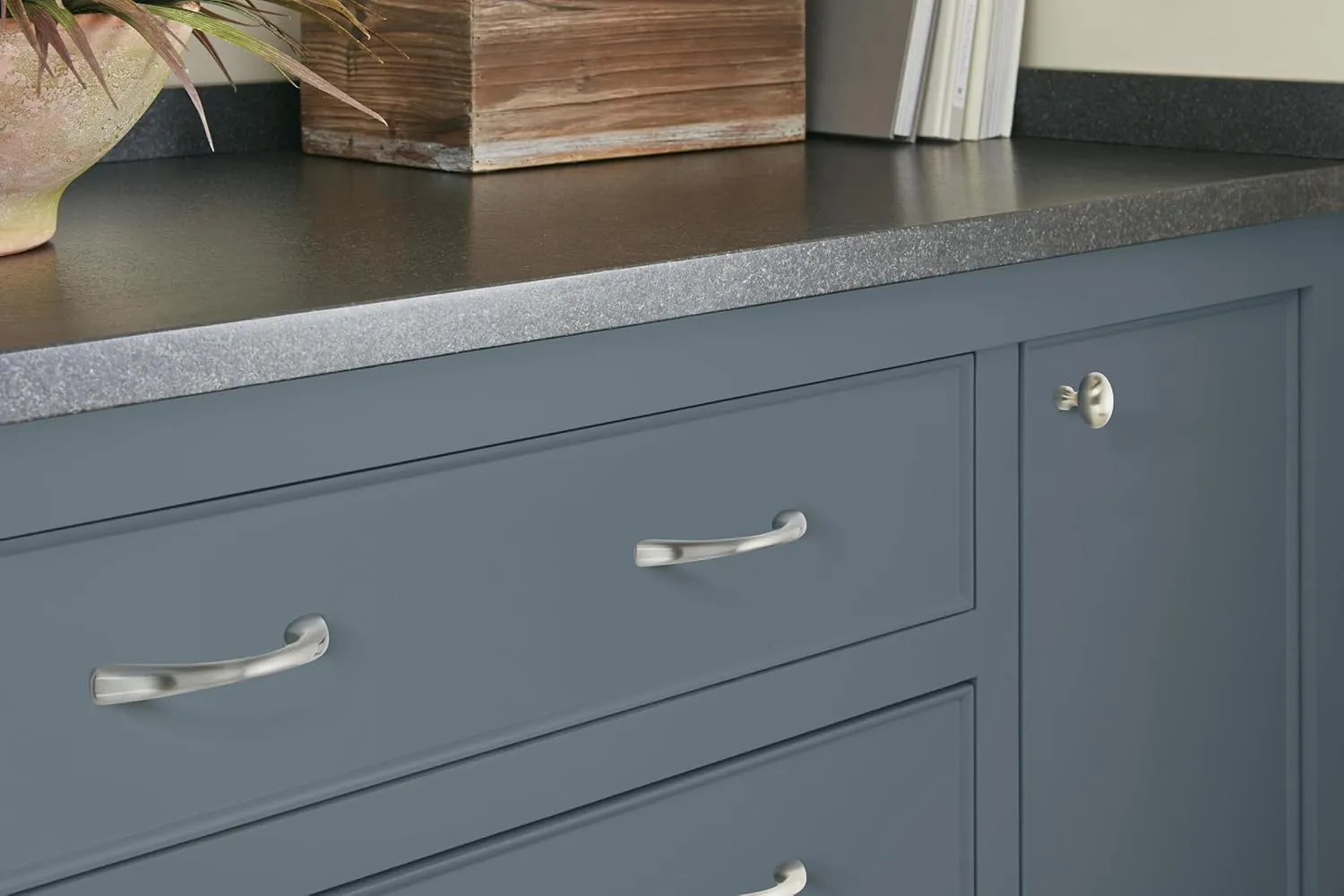 Amerock | Cabinet Knob | Satin Nickel | 1-3/8 inch (35 mm) Length | Vaile | 10 Pack | Drawer Knob | Cabinet Hardware