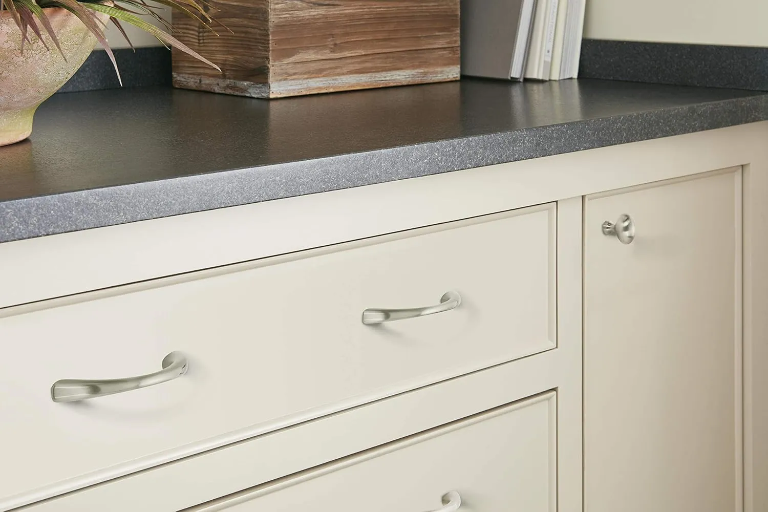Amerock | Cabinet Knob | Satin Nickel | 1-3/8 inch (35 mm) Length | Vaile | 10 Pack | Drawer Knob | Cabinet Hardware