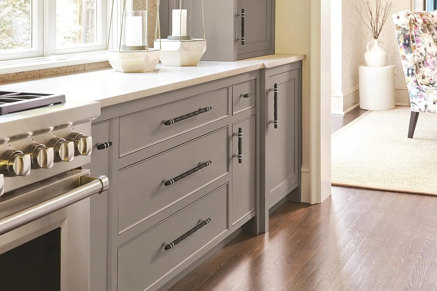 Amerock | Cabinet Pull | Black Bronze/Satin Nickel | 3-3/4 inch (96 mm) Center-to-Center | London | 1 Pack | Drawer Pull | Drawer Handle | Cabinet Hardware