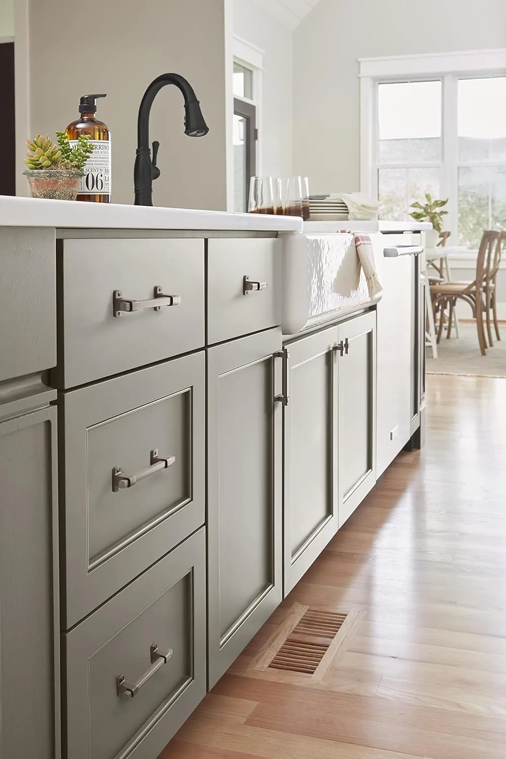 Amerock | Cabinet Pull | Black Brushed Nickel | 3-3/4 inch (96 mm) Center-to-Center | Rockwell | 1 Pack | Drawer Pull | Drawer Handle | Cabinet Hardware