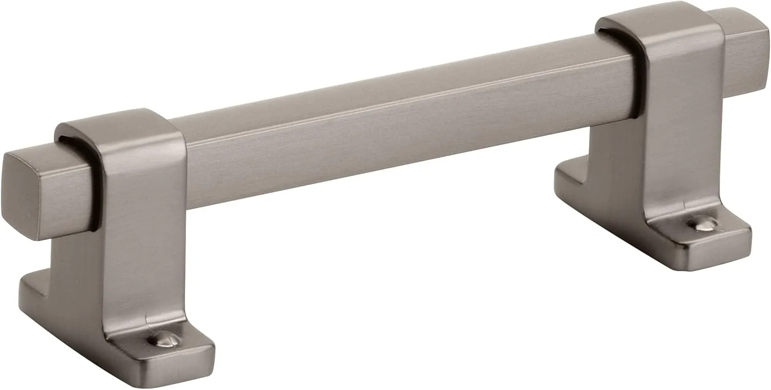 Amerock | Cabinet Pull | Black Brushed Nickel | 3-3/4 inch (96 mm) Center-to-Center | Rockwell | 1 Pack | Drawer Pull | Drawer Handle | Cabinet Hardware