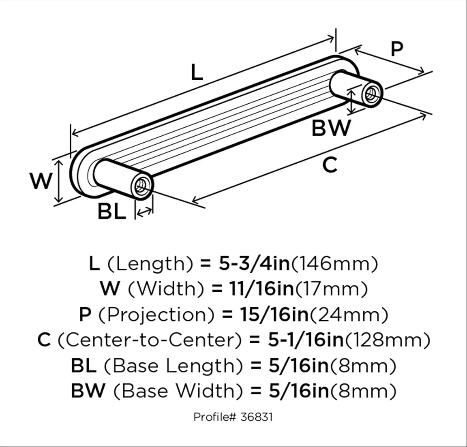 Amerock | Cabinet Pull | Satin Nickel | 5-1/16 inch (128 mm) Center to Center | Concentric | 1 Pack | Drawer Pull | Drawer Handle | Cabinet Hardware
