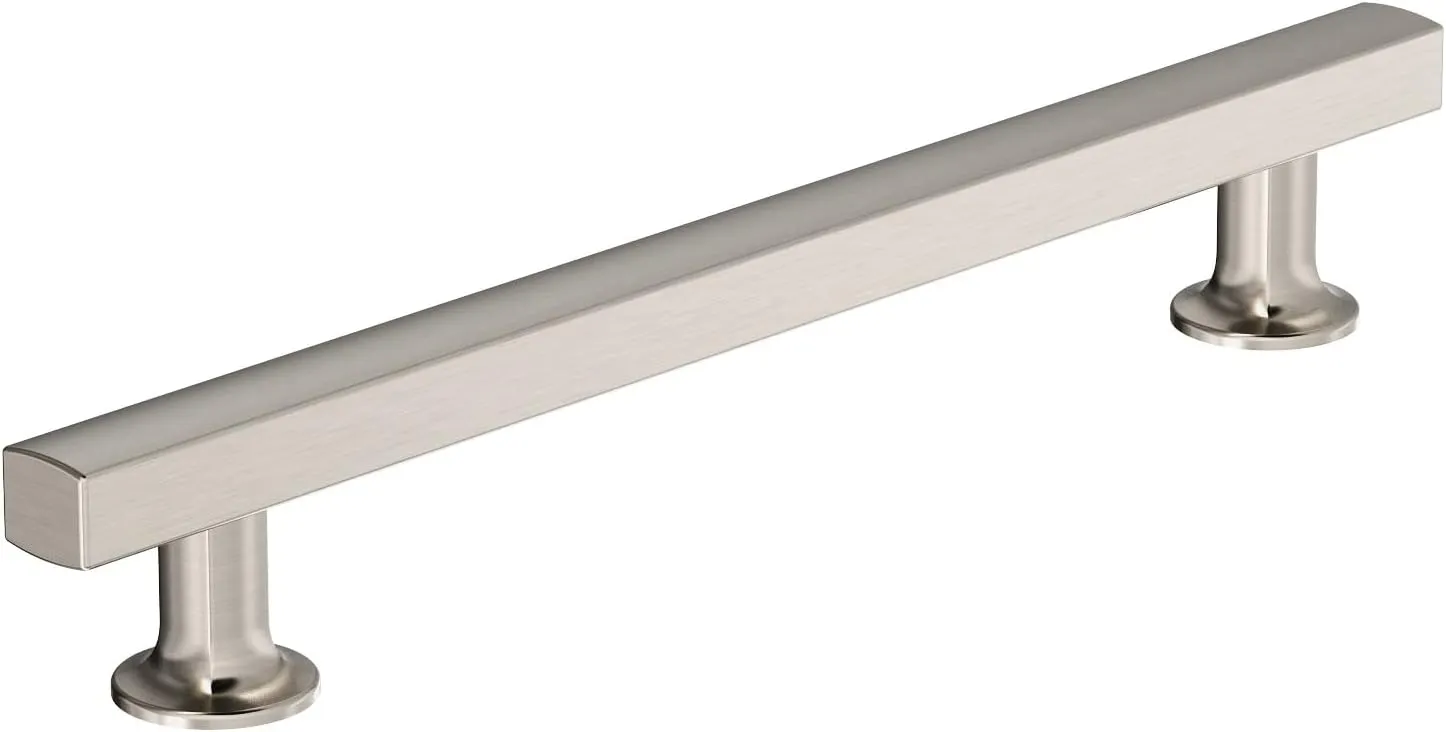 Amerock | Everett 6-5/16 in (160 mm) Center-to-Center Satin Nickel Cabinet Pull | Kitchen Cabinet Hardware | Furniture Hardware | Bathroom Drawer Handle