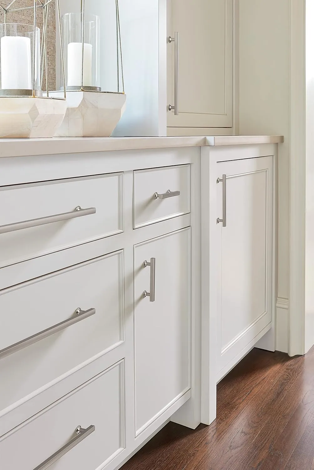 Amerock | Everett 6-5/16 in (160 mm) Center-to-Center Satin Nickel Cabinet Pull | Kitchen Cabinet Hardware | Furniture Hardware | Bathroom Drawer Handle