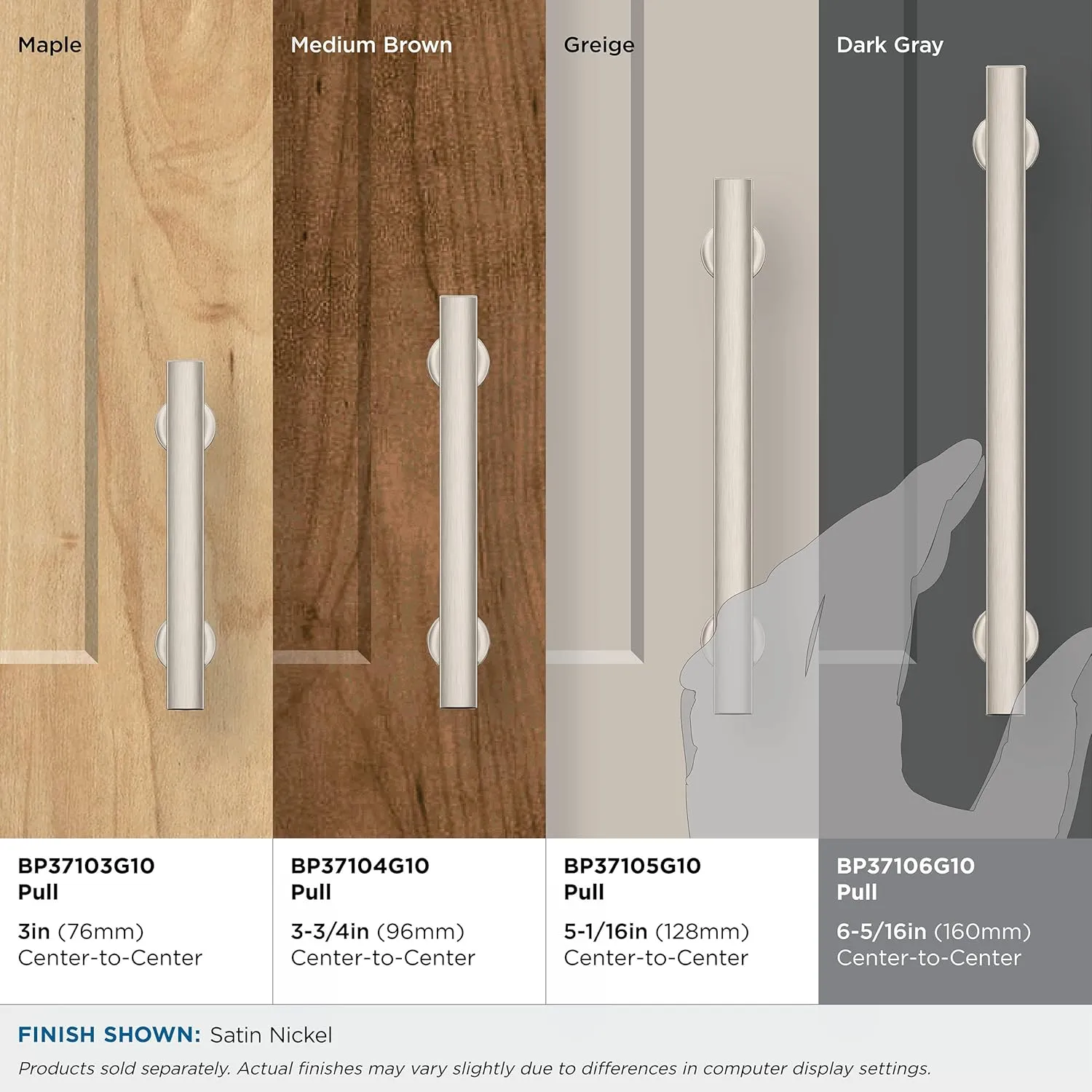 Amerock | Everett 6-5/16 in (160 mm) Center-to-Center Satin Nickel Cabinet Pull | Kitchen Cabinet Hardware | Furniture Hardware | Bathroom Drawer Handle