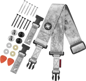 Amumu SNAPLOCK Pro Guitar Strap - Quick-Release Buckle, Screw Fasten Ends, Quick-Fetch Pick Holder, Adjustable 38"-57", Fits Bass, Electric, Acoustic Guitars, Velvet Silver