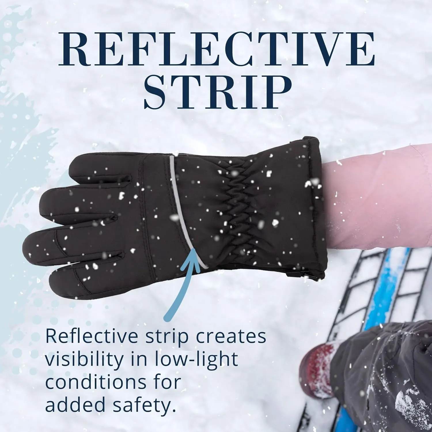Andy & Evan Kids' Zip Gloves, Waterproof Winter Snow Gloves, Side Zippers, Touchscreen, Ski Snowboard Sledding, Warm Fleece Palms