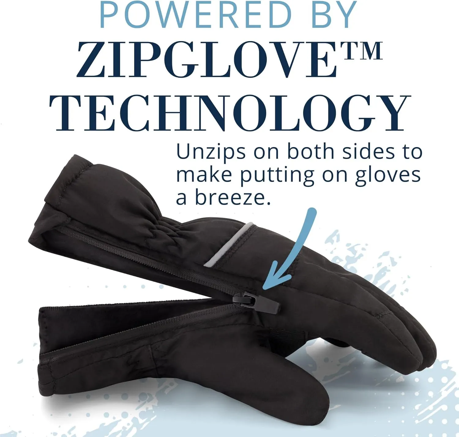 Andy & Evan Kids' Zip Gloves, Waterproof Winter Snow Gloves, Side Zippers, Touchscreen, Ski Snowboard Sledding, Warm Fleece Palms