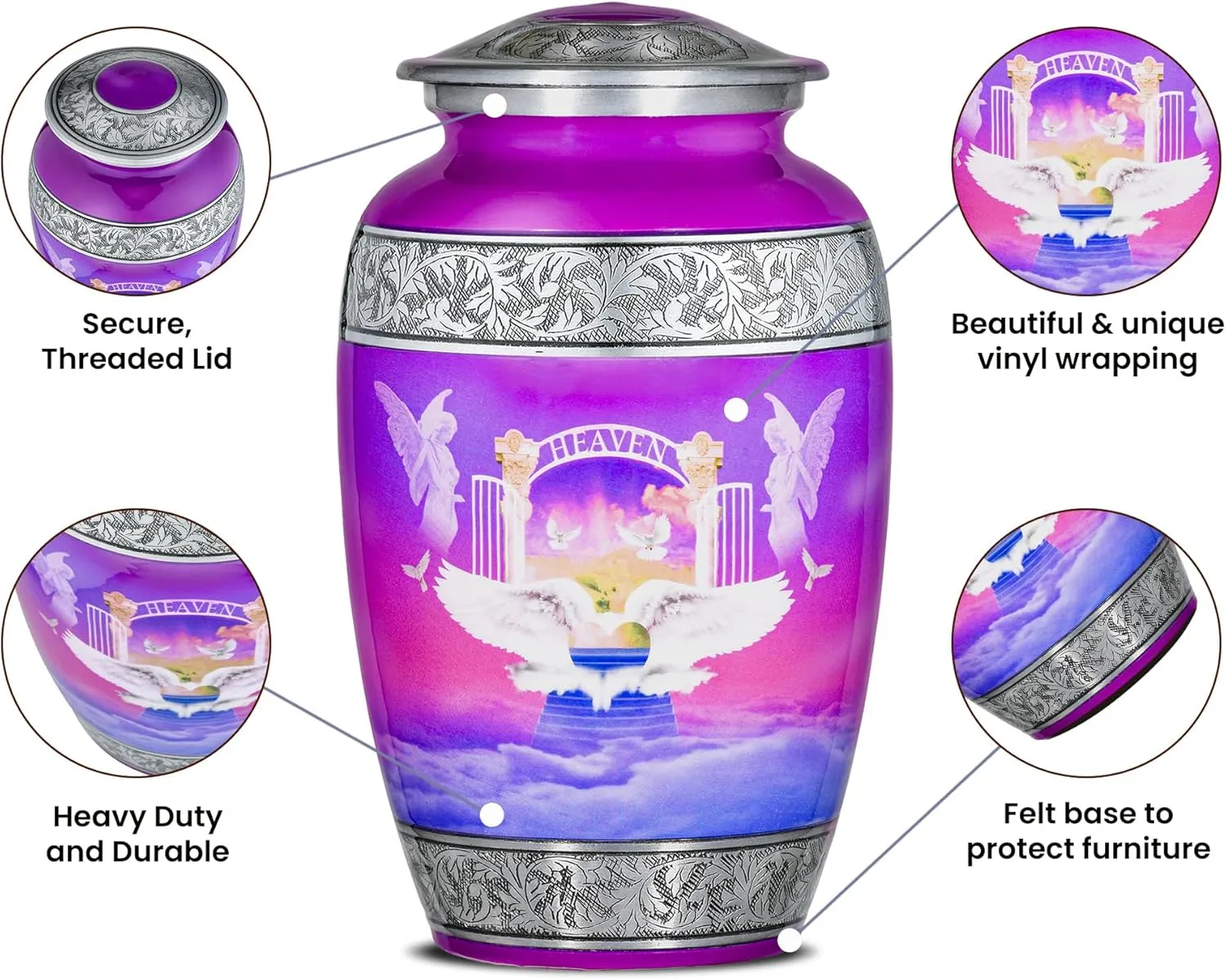 Angel Urns for Human Ashes Adult Female with Velvet Bag & Necklace for Ashes | Handcrafted Large Urn for Ashes Adult Male | Stairway to Heaven Funeral & Cremation Urns for Men & Women - 220 lbs