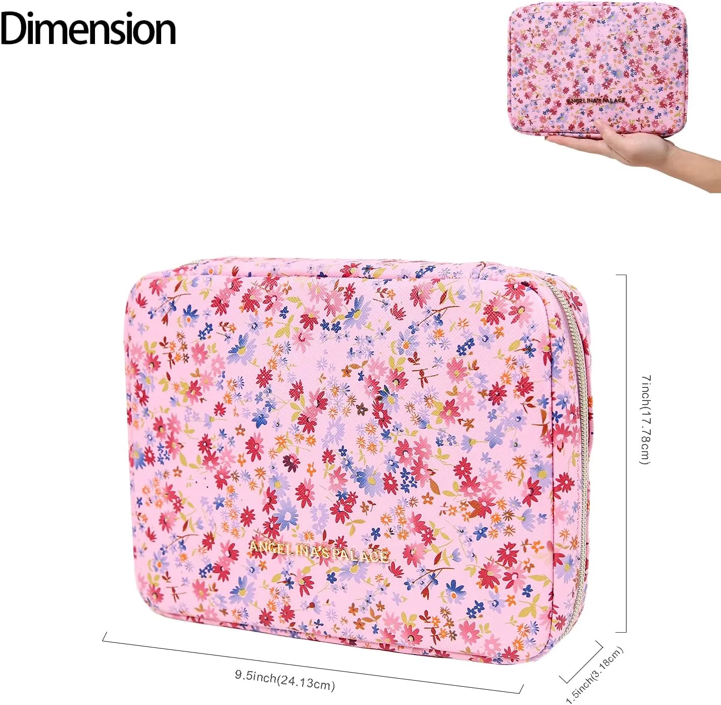 Angelina's Palace Large Jewelry Organizer Case Bridesmaid Gifts Vegan Leather Waterproof Travel Jewelry Storage Bag for Necklace Earring Bracelet Ring(blossom pink)