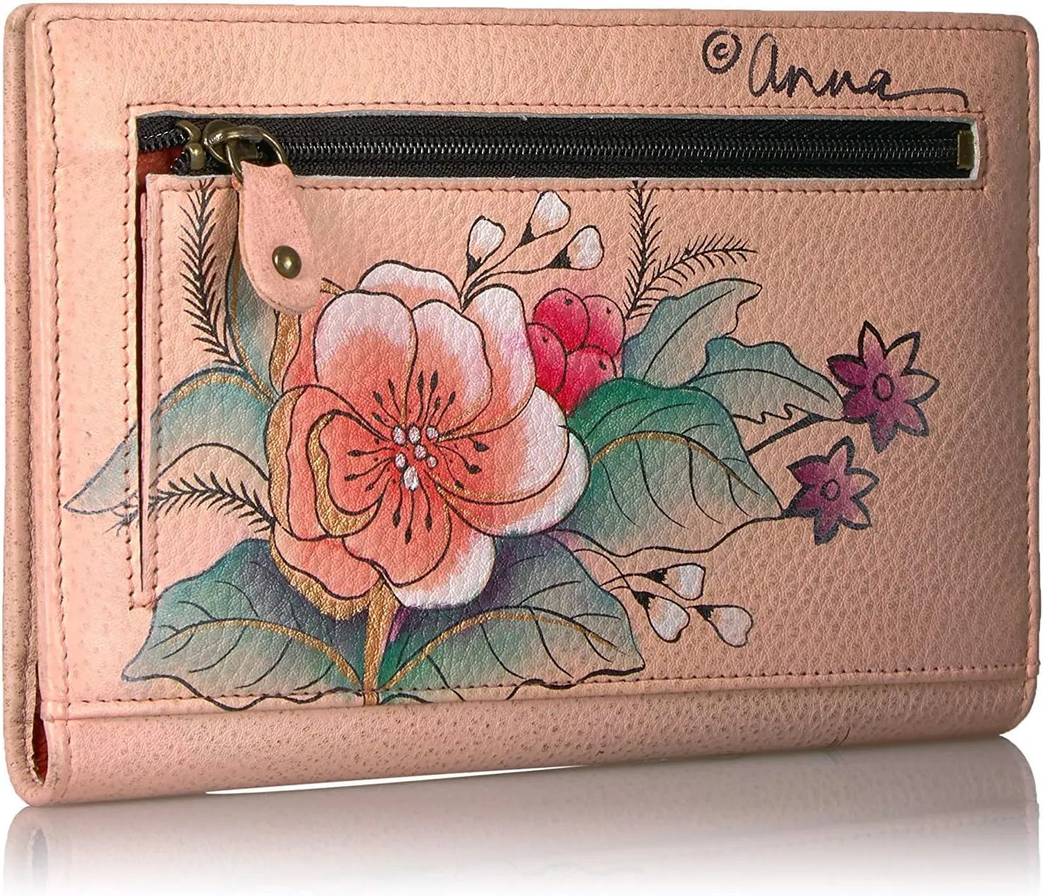 Anna By Anuschka Women's Hand-Painted Genuine Leather Two Fold Wallet